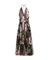 Dolce & Gabbana Gathered Floral-print Silk-chiffon Halterneck Midi Dress In Black