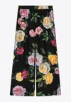 Dolce & Gabbana Peony And Roses Print Pants In Multicolor