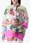 Dolce & Gabbana Floral Print Silk Paneled Blouse In Multicolor