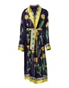Dolce & Gabbana Floral Silk Long Sleeve Lounge Robe In Multi