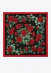 Dolce & Gabbana Floral Print Silk Scarf In Black