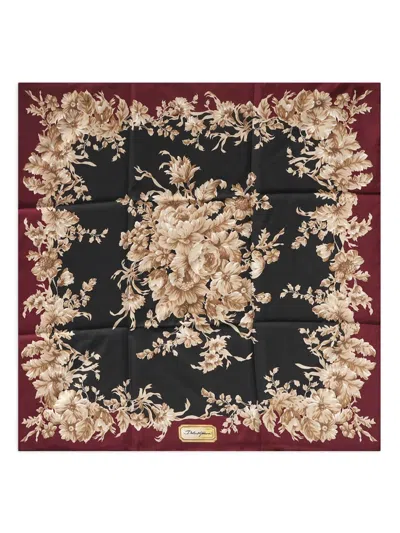 Dolce & Gabbana Floral-print Silk Scarf In Black