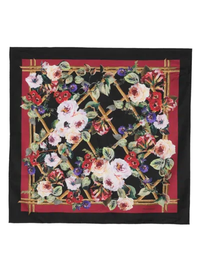 Dolce & Gabbana Floral-print Silk Scarf In Multi