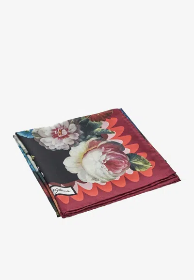 Dolce & Gabbana Floral Print Silk Scarf In Multicolor