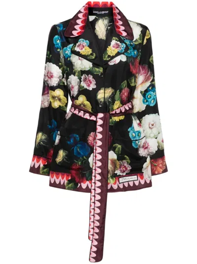 DOLCE & GABBANA FLORAL-PRINT SILK SHIRT