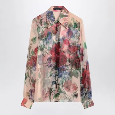 Dolce & Gabbana Floral-print Silk Shirt In Multicolor