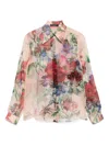 Dolce & Gabbana Bouquet Fantichi Sheer Chiffon Button-down Blouse In Rosa