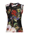 Dolce & Gabbana Floral-print Silk Tank Top In Black