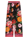 Dolce & Gabbana Floral-print Silk Trousers In Red