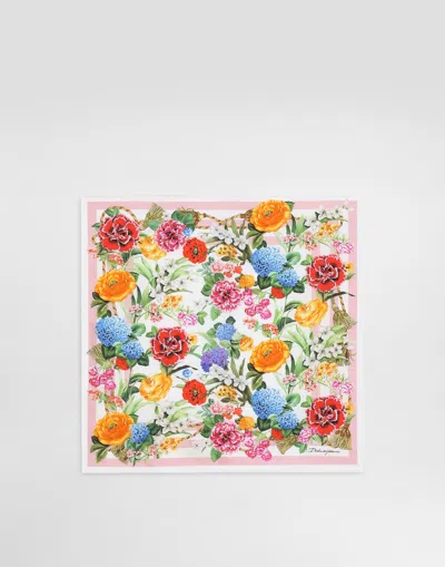 DOLCE & GABBANA FLORAL-PRINT SILK TWILL FOULARD (50X50)