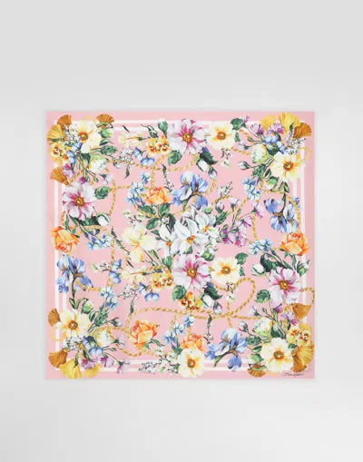 DOLCE & GABBANA FLORAL-PRINT SILK TWILL FOULARD (70X70)