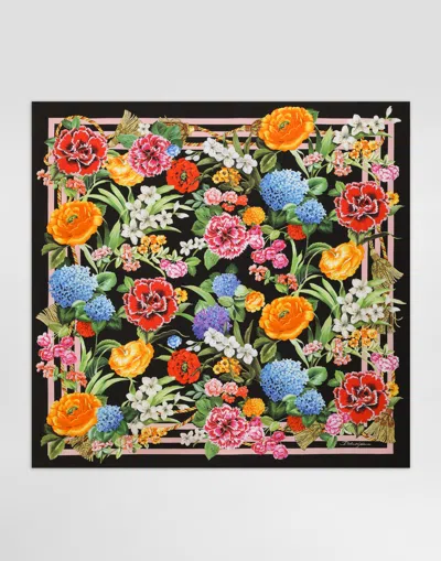 DOLCE & GABBANA FLORAL-PRINT SILK TWILL FOULARD (90X90)