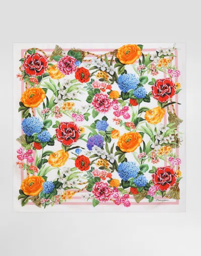 DOLCE & GABBANA FLORAL-PRINT SILK TWILL FOULARD (90X90)