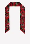 Dolce & Gabbana Floral Print Silk Twill Headscarf In Multicolor