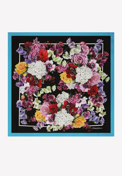 Dolce & Gabbana Floral Print Silk Twill Scarf In Multicolor