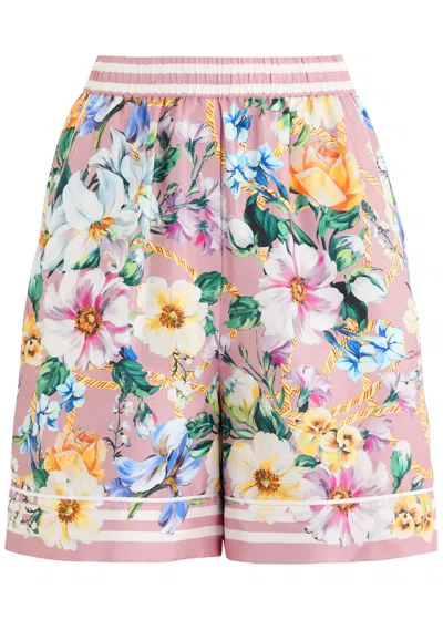 Dolce & Gabbana Floral-print Silk-twill Shorts In Multi Floral