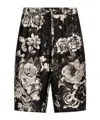 Dolce & Gabbana Silk Floral Print Bermuda Shorts Set In Black