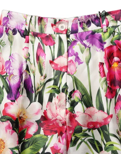 Dolce & Gabbana Floral Print Silk-viscose Trousers In Multi