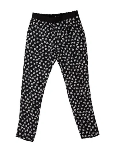 Pre-owned Dolce & Gabbana Floral Print Skinny Leg Pants In Black