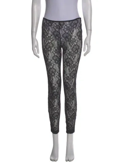 Pre-owned Dolce & Gabbana Floral Print Skinny Leg Pants In Black