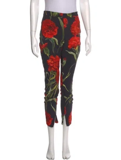 Pre-owned Dolce & Gabbana Floral Print Skinny Leg Pants In Multi