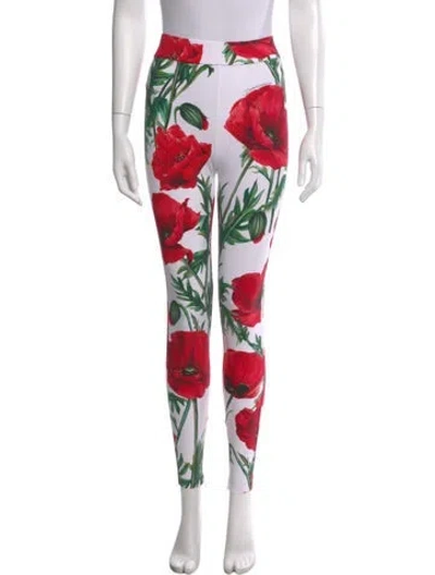 Pre-owned Dolce & Gabbana Floral Print Skinny Leg Pants In Multi