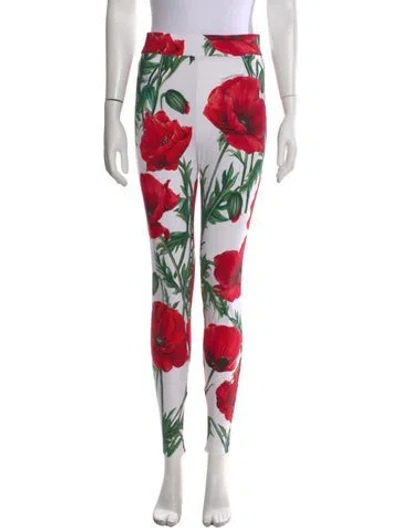 Pre-owned Dolce & Gabbana Floral Print Skinny Leg Pants In Multi