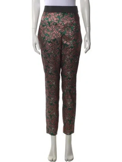 Pre-owned Dolce & Gabbana Floral Print Skinny Leg Pants In Pink