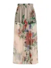 Dolce & Gabbana Pleated Floral Midi Skirt With Elasticated Waist In Beige