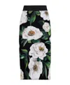 Dolce & Gabbana Gardenia Printed Marquisette Midi Skirt In Black