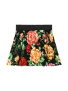 Dolce & Gabbana Interlock Skirt With Rose Print Over A Black Background In Black