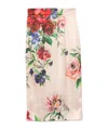 Dolce & Gabbana Printed Stretch Satin Skirt In Nude