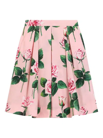 Dolce & Gabbana Kids' Floral-print Skirt In Pink