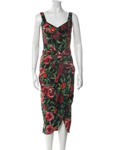 Pre-owned Dolce & Gabbana Floral Print Skirt Set In Green