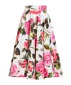 Dolce & Gabbana Multicolor Rose-print Cotton Circle Midi Skirt In White