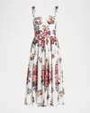 Dolce & Gabbana Cotton Dress With A Bouquet Of Flowers Print Dresses White In White