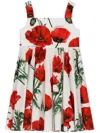 Dolce & Gabbana Girl's Poppy-print Poplin Sun Dress In White