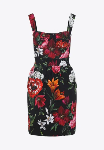 DOLCE & GABBANA FLORAL PRINT SLEEVELESS MIDI DRESS
