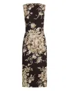 Dolce & Gabbana Rose Cretonne Charmeuse Sleeveless Midi Dress In Multi