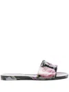 Dolce & Gabbana Floral-print Slides In Black