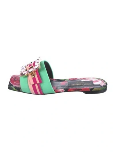 Pre-owned Dolce & Gabbana Floral Print Slides In Multi