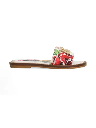Dolce & Gabbana Kids' Floral-print Slides In Neutrals