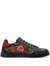 Dolce & Gabbana Floral-print Sneakers In Schwarz