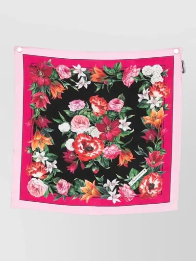 Dolce & Gabbana Floral Print Square Scarf Lightweight Fabric In Multi