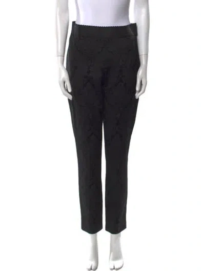 Pre-owned Dolce & Gabbana Floral Print Straight Leg Pants In Black