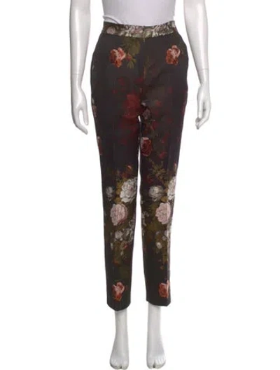 Pre-owned Dolce & Gabbana Floral Print Straight Leg Pants In Black