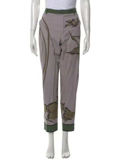 Pre-owned Dolce & Gabbana Floral Print Straight Leg Pants In Gray