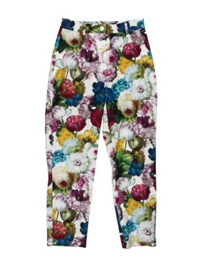 Pre-owned Dolce & Gabbana Floral Print Straight Leg Pants In Multi
