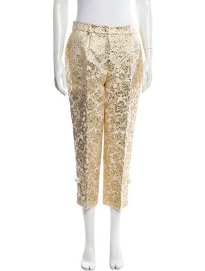 Pre-owned Dolce & Gabbana Floral Print Straight Leg Pants In Pink