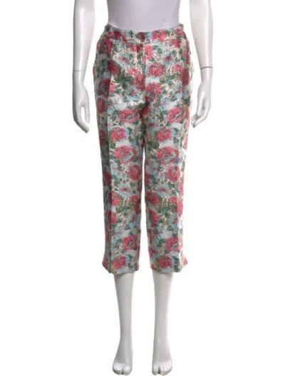 Pre-owned Dolce & Gabbana Floral Print Straight Leg Pants W/ Tags In Neutral